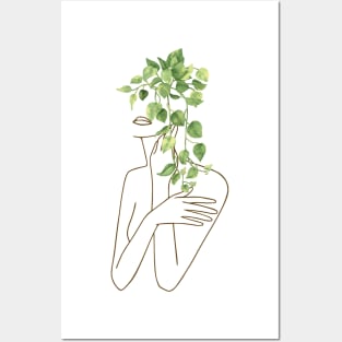 Floral Woman Line Art Posters and Art